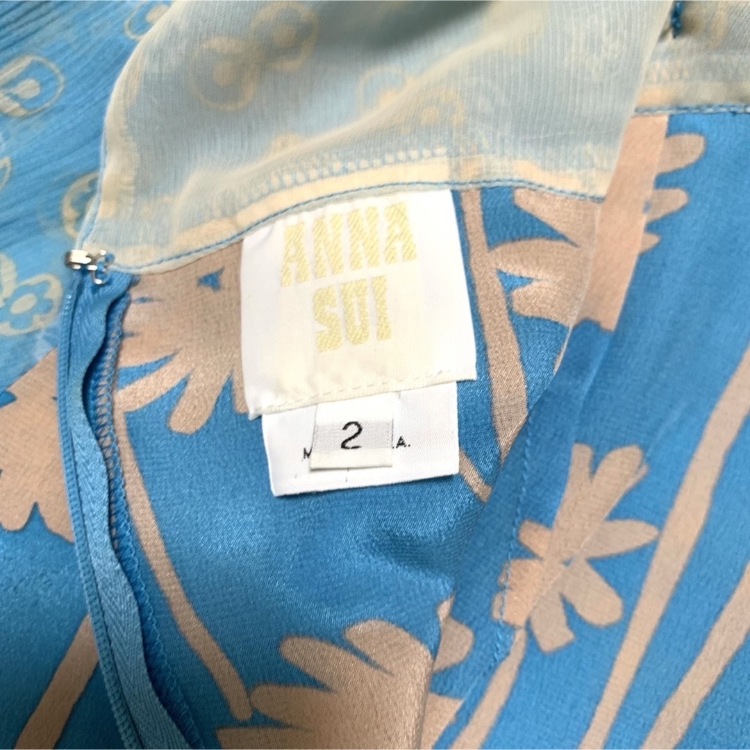 ANNA SUI(アナスイ)の【良品】ANNA SUI 花柄 シルク ワンピース USA製 レディースのワンピース(ひざ丈ワンピース)の商品写真