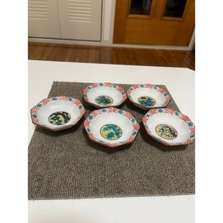 九谷焼 陶雅 小皿 花唐草文 和食器 色絵 染付 伝統工芸品　皿揃 時代絵(食器)