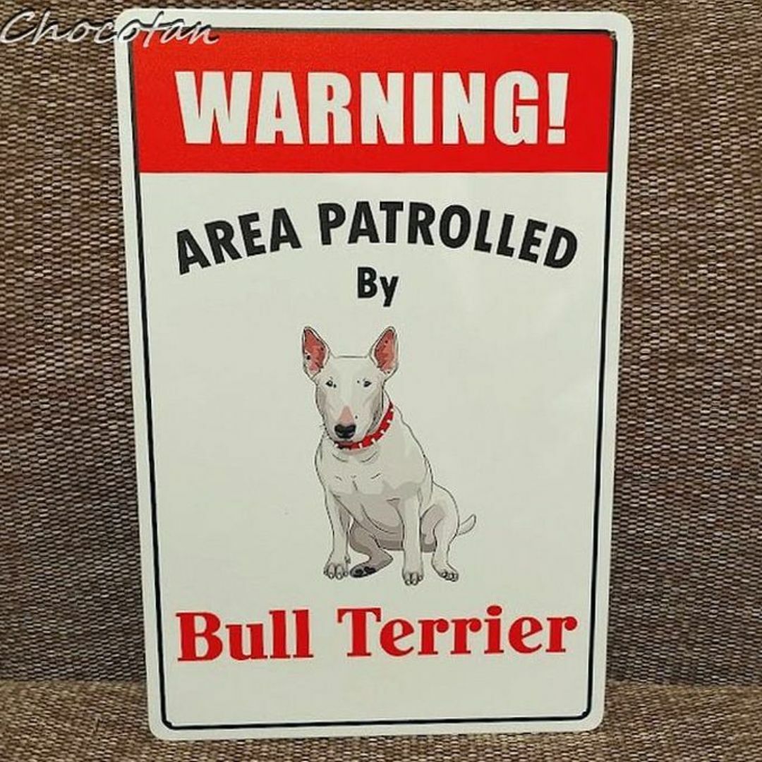 Bull Terrier ブルテリア 要注意 メタルサインプレート インテリア/住まい/日用品のインテリア小物(ウェルカムボード)の商品写真