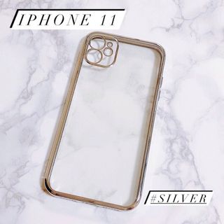 大人気 iPhone 11 ケース シリコン シルバー  メタリック クリア(iPhoneケース)