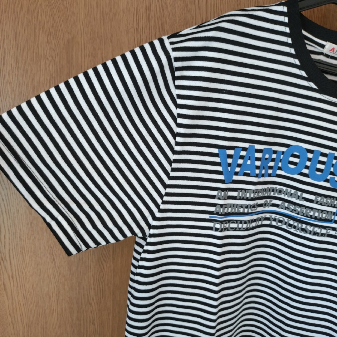 新品 未使用 ボーダー 英字 トップス 半袖 Tシャツ レディース Ｌサイズ レディースのトップス(Tシャツ(半袖/袖なし))の商品写真