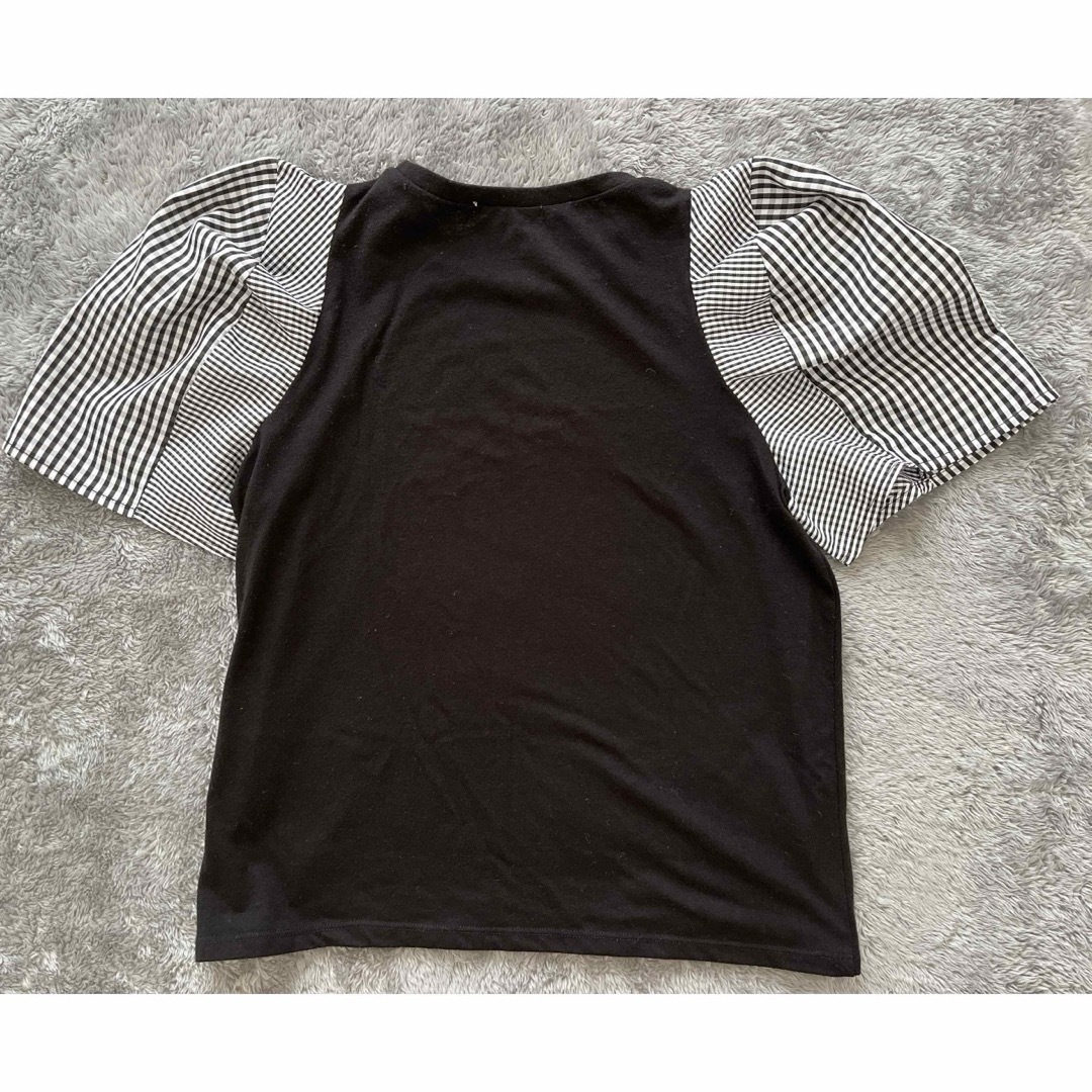 INGNI(イング)の半袖Tシャツ ギンガムチェック ポケット ロゴ レディース トップス 黒 白  レディースのトップス(Tシャツ(半袖/袖なし))の商品写真
