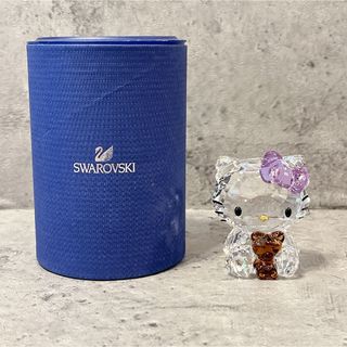 スワロフスキー(SWAROVSKI)の極美品 SWAROVSKI スワロフスキー ハローキティ ベア パープル 置物(置物)