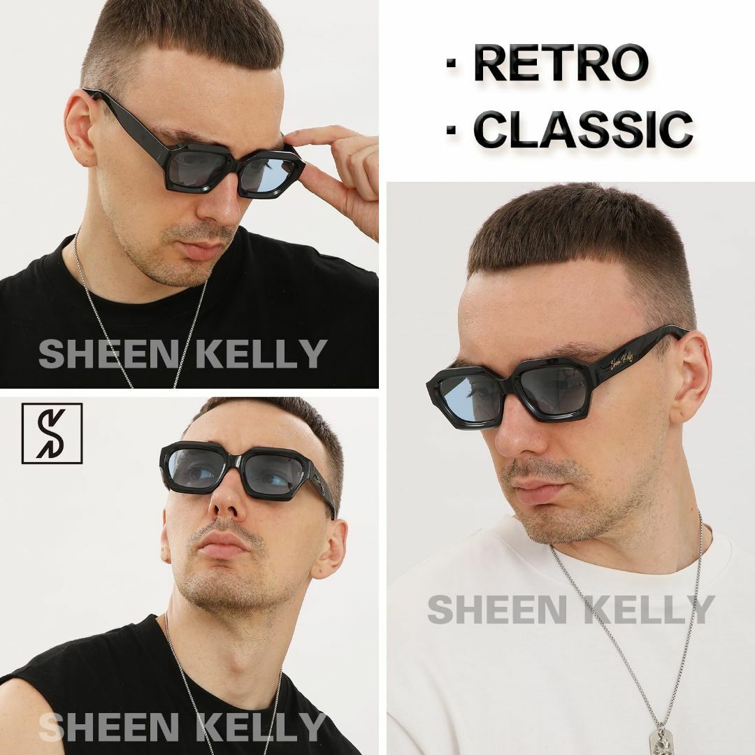 【色: 7】[SHEEN KELLY] レトロな厚手六角形サングラスメンズレディ メンズのファッション小物(その他)の商品写真