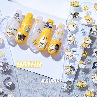 人気 3D ネイルシール 柴犬 豆柴 ネイルアート デコ用品 貼る DM118(デコパーツ)
