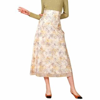 【色: BEG】[リリーブラウン] ぼかし花柄刺繍スカート LWFS196002(その他)