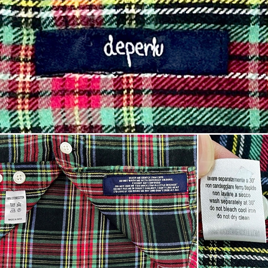 中古 Deperlu デペール チェック ガーゼ風 ドレス パンク ネル シャツ メンズのトップス(シャツ)の商品写真