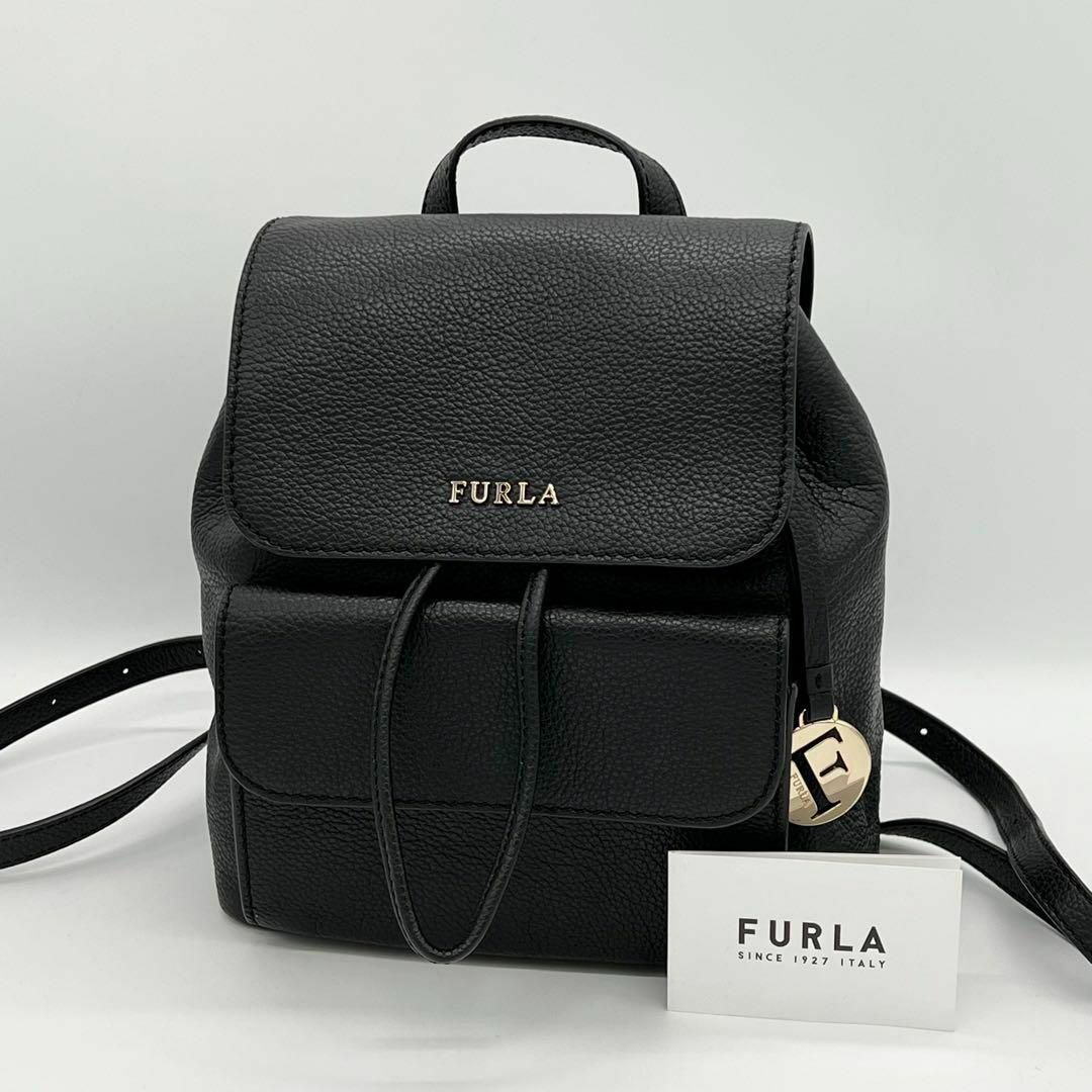 Furla(フルラ)の✨️極美品✨️FURLA ノエミ ミニリュック バックパック シボ革 ブラック レディースのバッグ(リュック/バックパック)の商品写真