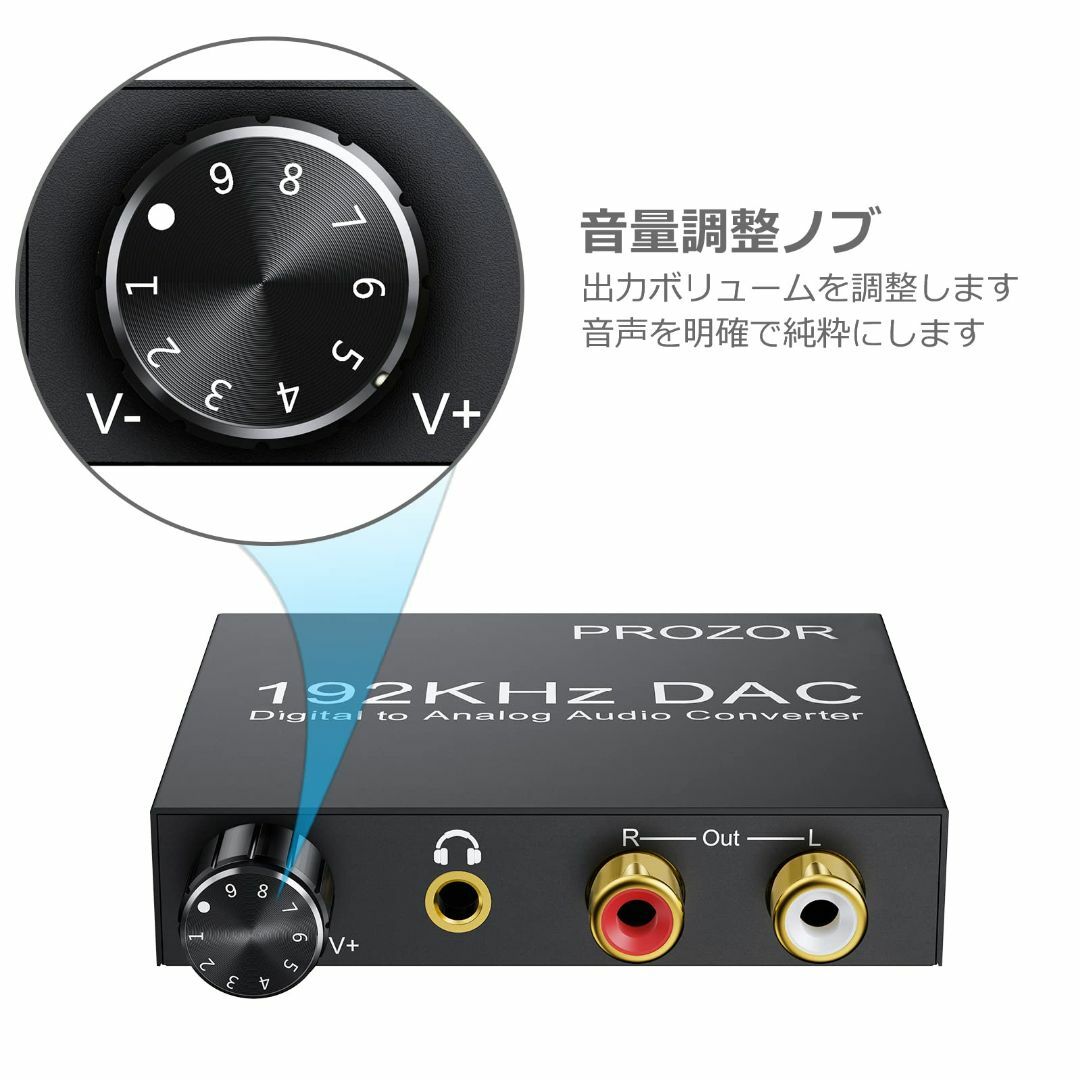 【材質タイプ:192KHz DAC】PROZOR 192KHz デジタル to  スマホ/家電/カメラのオーディオ機器(その他)の商品写真