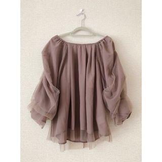 【限定SALE】mysty woman♡レイヤーチュールタックスリーブブラウス