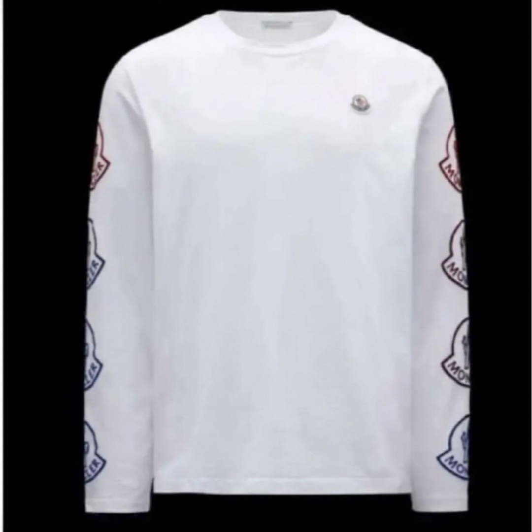 MONCLER(モンクレール)の★最新作★ MONCLER ロンT 長袖 Tシャツ Ｌ　ホワイト 袖ロゴ 完売品 メンズのトップス(Tシャツ/カットソー(七分/長袖))の商品写真