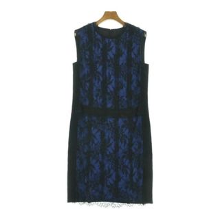 ランバンオンブルー(LANVIN en Bleu)のLANVIN en bleu ワンピース 38(M位) 青x黒 【古着】【中古】(ひざ丈ワンピース)