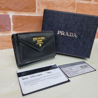 PRADA - PRADA☆鑑定済☆VITELLO MOVE 1MH021 黒プラダ３つ折り財布