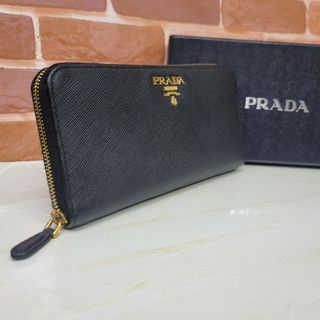 プラダ(PRADA)の美品PRADA☆鑑定済☆サフィアーノ ブラック 1ML506 プラダ財布(財布)