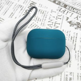 AirPods Pro 2 ストラップ付シリコンケース (05)ダークグリーン