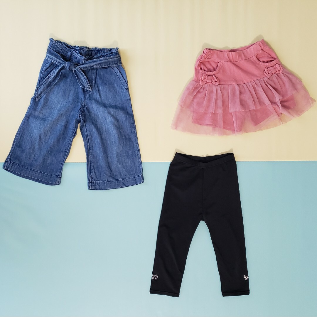 100 夏 まとめ売り 女の子 GAP ワイドパンツ 半ズボン レギンス キッズ/ベビー/マタニティのキッズ服女の子用(90cm~)(パンツ/スパッツ)の商品写真