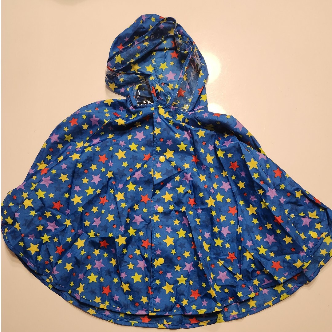 レインポンチョ 星柄 ブルー  カッパ 80～95㎝ キッズ/ベビー/マタニティのキッズ服男の子用(90cm~)(その他)の商品写真