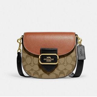 コーチ(COACH)の【極美品】モーガン サドル バッグ・カラーブロック シグネチャー キャンバス(ショルダーバッグ)