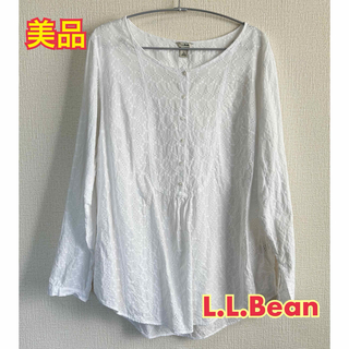 L.L.Bean - L.L.Beanレディース レースシャツ　ブラウス　エルエルビーン　Lサイズ　白