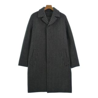 プラダ(PRADA)のPRADA プラダ チェスターコート 44(S位) グレーx黒(チェック) 【古着】【中古】(チェスターコート)