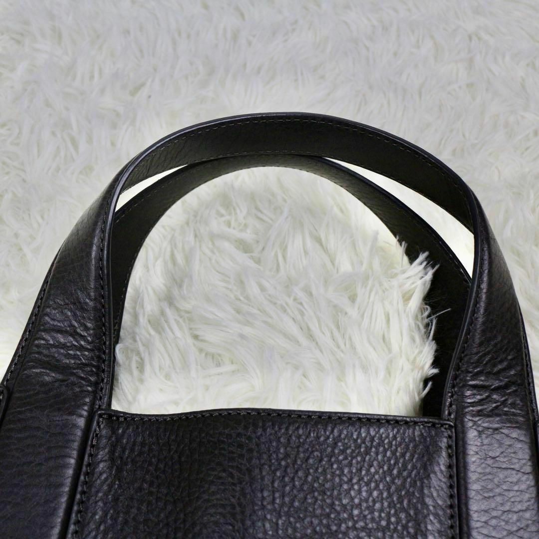 ヴィータ レザーハンドバッグ S シボ革 本革  Hロゴ　グレー レディースのバッグ(ハンドバッグ)の商品写真