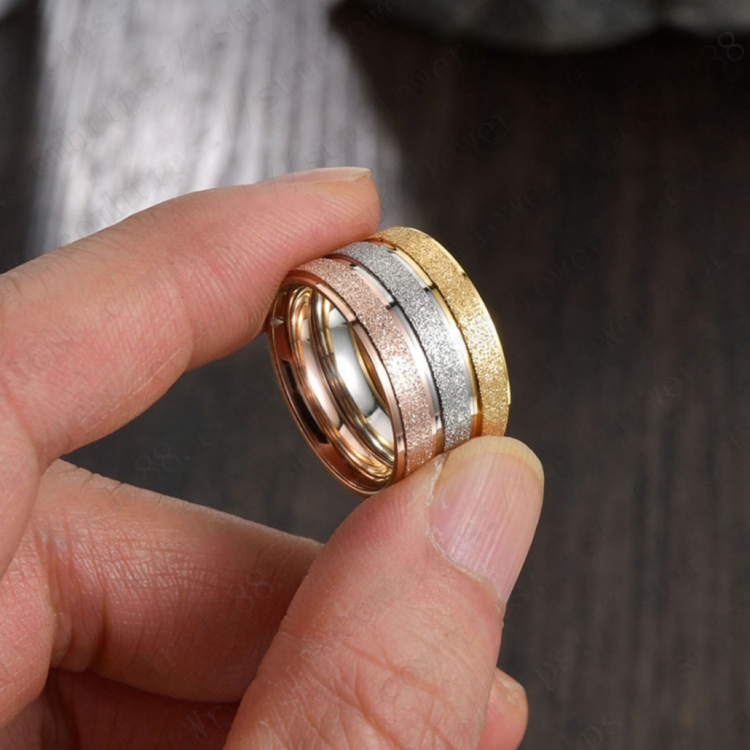 サイズ充実★幅4mm ステンレス ラメリング 指輪 金属アレルギー対応 レディースのアクセサリー(リング(指輪))の商品写真