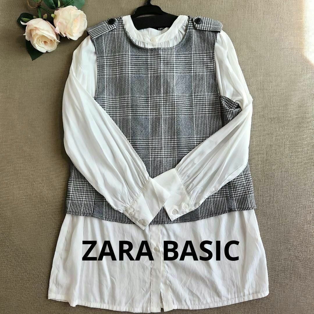 ZARA(ザラ)のザラベーシック　ベスト　千鳥格子 レディースのトップス(ベスト/ジレ)の商品写真