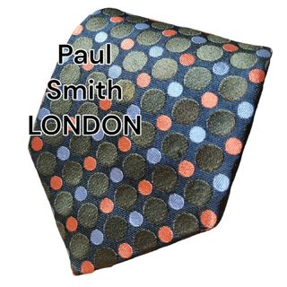 【Paul Smith LONDON】ネイビー系　ドット柄　日本製(ネクタイ)