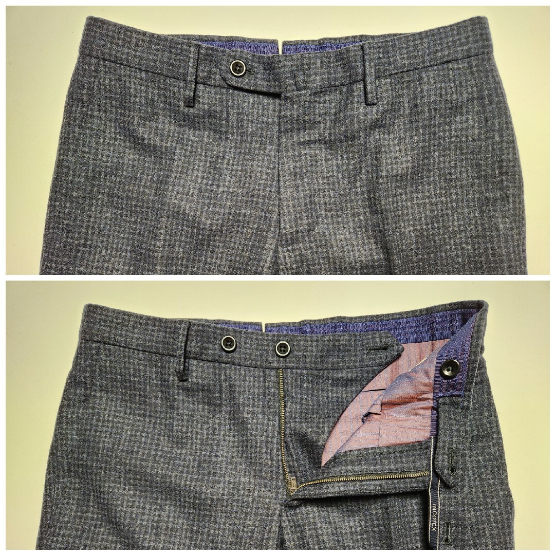 美品】インコテックス BEAMS F別注 ギンガムチェック柄 濃灰 42 美品】インコテックス BEAMS F別注 ギンガムチェック柄 濃灰 42