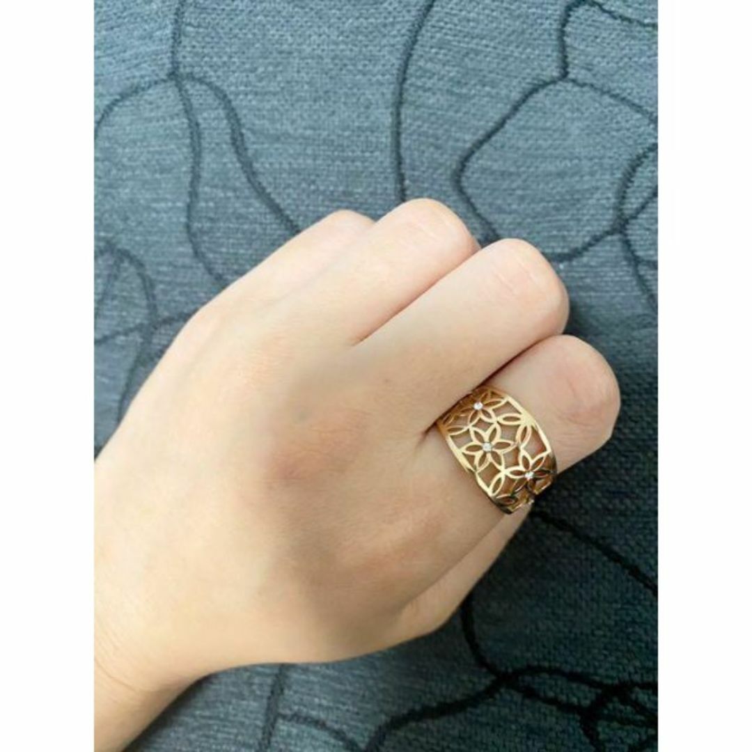 （1175）24号 ピンクゴールド繊細デザインフラワーステンレスリング　指輪 レディースのアクセサリー(リング(指輪))の商品写真