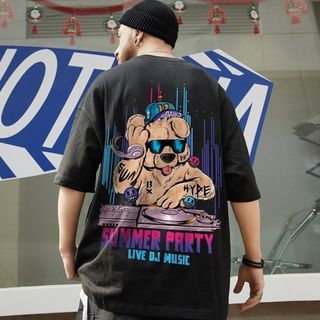 【超人気】黒 Tシャツ 半袖 XL オーバーサイズ ロック ストリート ブラック