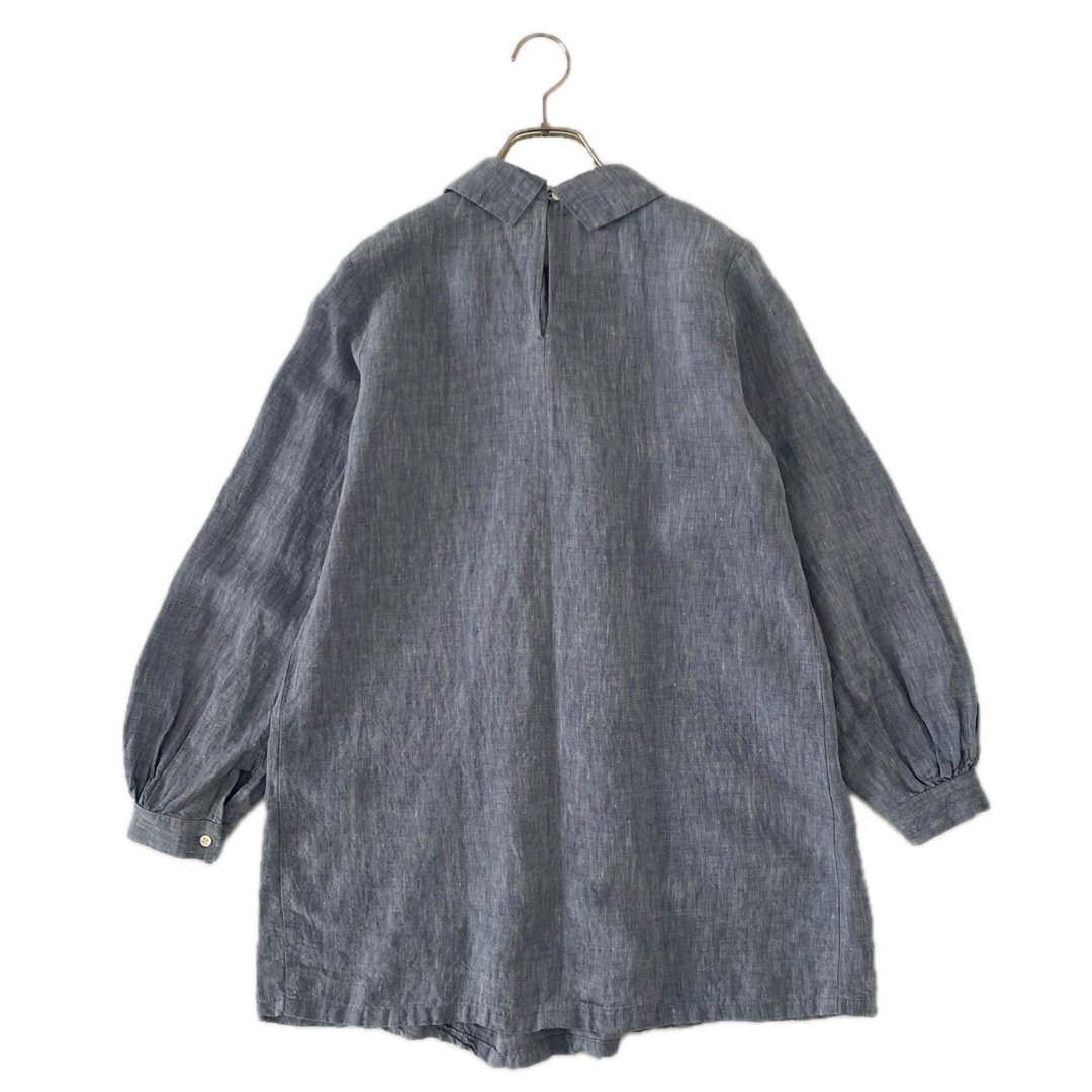 nest Robe(ネストローブ)の美品 bulbul バルバル ちび襟 リネンタックプルオーバーシャツ レディースのトップス(シャツ/ブラウス(長袖/七分))の商品写真