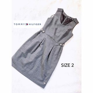 トミーヒルフィガー TOMMY HILFIGER ノースリーブワンピース グレー