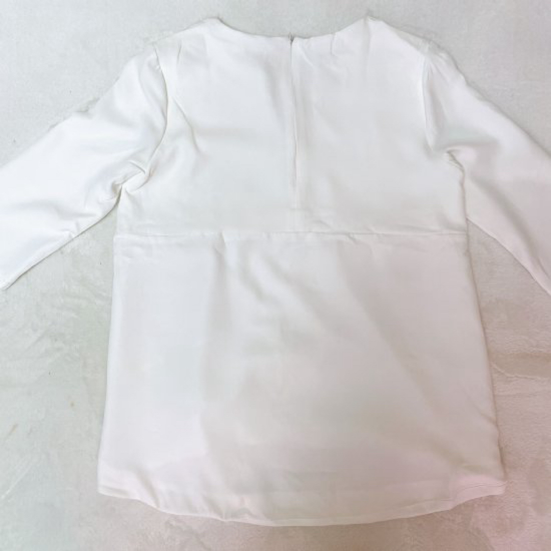 新品 レディース パール ブラウス トップス 七分袖 ホワイト M レディースのトップス(カットソー(長袖/七分))の商品写真