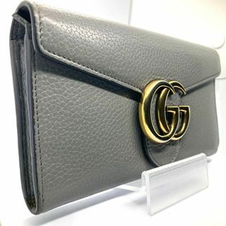 グッチ(Gucci)の美品✨ GUCCI グッチ 長財布 マーモント レザー 本革 グレー(財布)