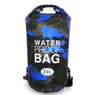 スイミングバッグ 防水 リュック 青×迷彩 20L P066(トレーニング用品)