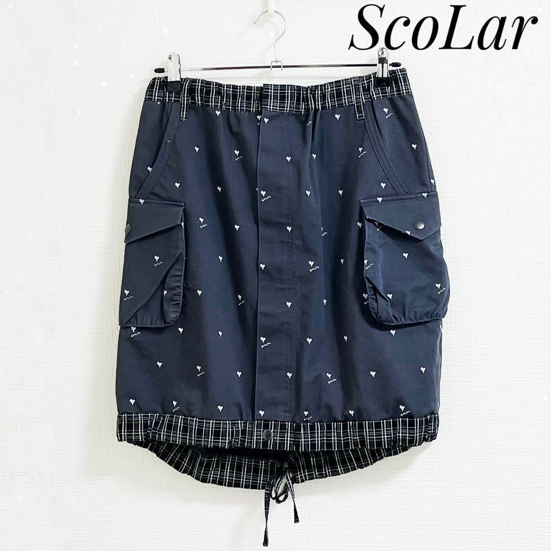 ScoLar(スカラー)のスカラー　スカート　グレー　ハート　ひざ丈　かわいい　M　美品　レディース レディースのスカート(ひざ丈スカート)の商品写真