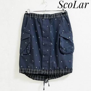 ScoLar - スカラー　スカート　グレー　ハート　ひざ丈　かわいい　M　美品　レディース