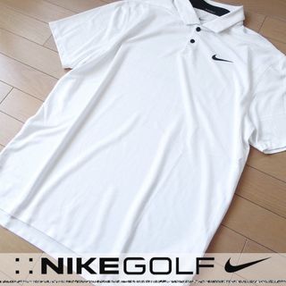 ナイキ(NIKE)の美品 M ナイキゴルフ NIKE メンズ 半袖ポロシャツ ホワイト(ウエア)