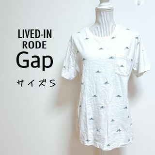 ギャップ(GAP)のギャップ　半袖コットンTシャツ　胸ポケット付き　波柄【S】ポップ　綿100%(Tシャツ(半袖/袖なし))