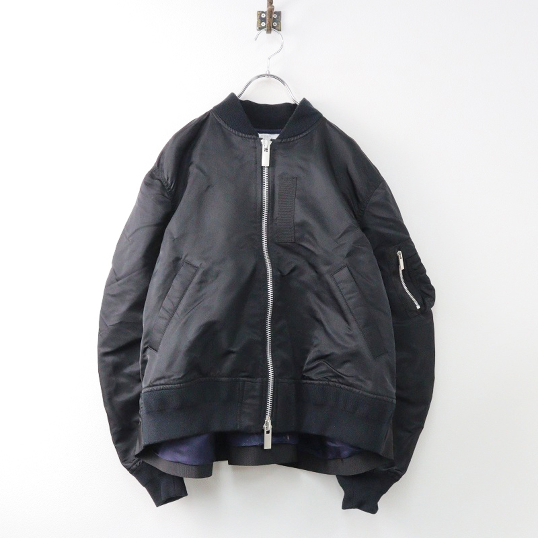 sacai(サカイ)の訳アリ 2021AW サカイ sacai SCW-001 MA-1 Blouson フライトジャケット 2/ブラック 羽織り アウター ブルゾン タック【2400013836142】 レディースのジャケット/アウター(ブルゾン)の商品写真