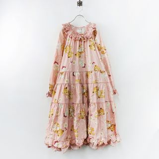 ピンクハウス(PINK HOUSE)の美品 2023SS ピンクハウス PINK HOUSE ひな菊ロンドプリントミディ丈ワンピース/ピンク ピコフリル くま うさぎ 綿ローン【2400013772464】(その他)