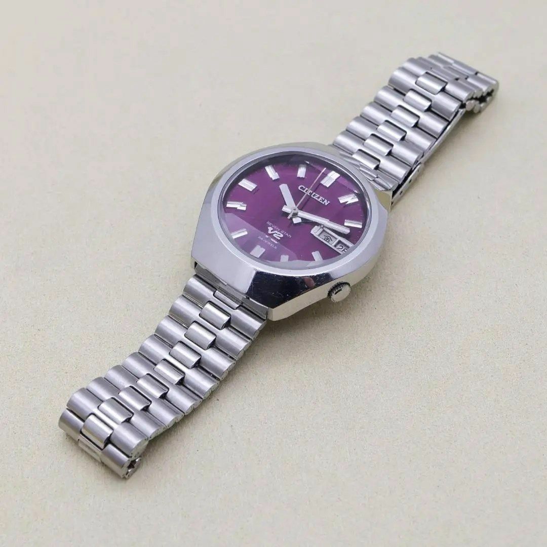 CITIZEN(シチズン)の◆稼働  CITIZEN セブンスター V2 腕時計 自動巻き 紫 機械式 q メンズの時計(腕時計(アナログ))の商品写真