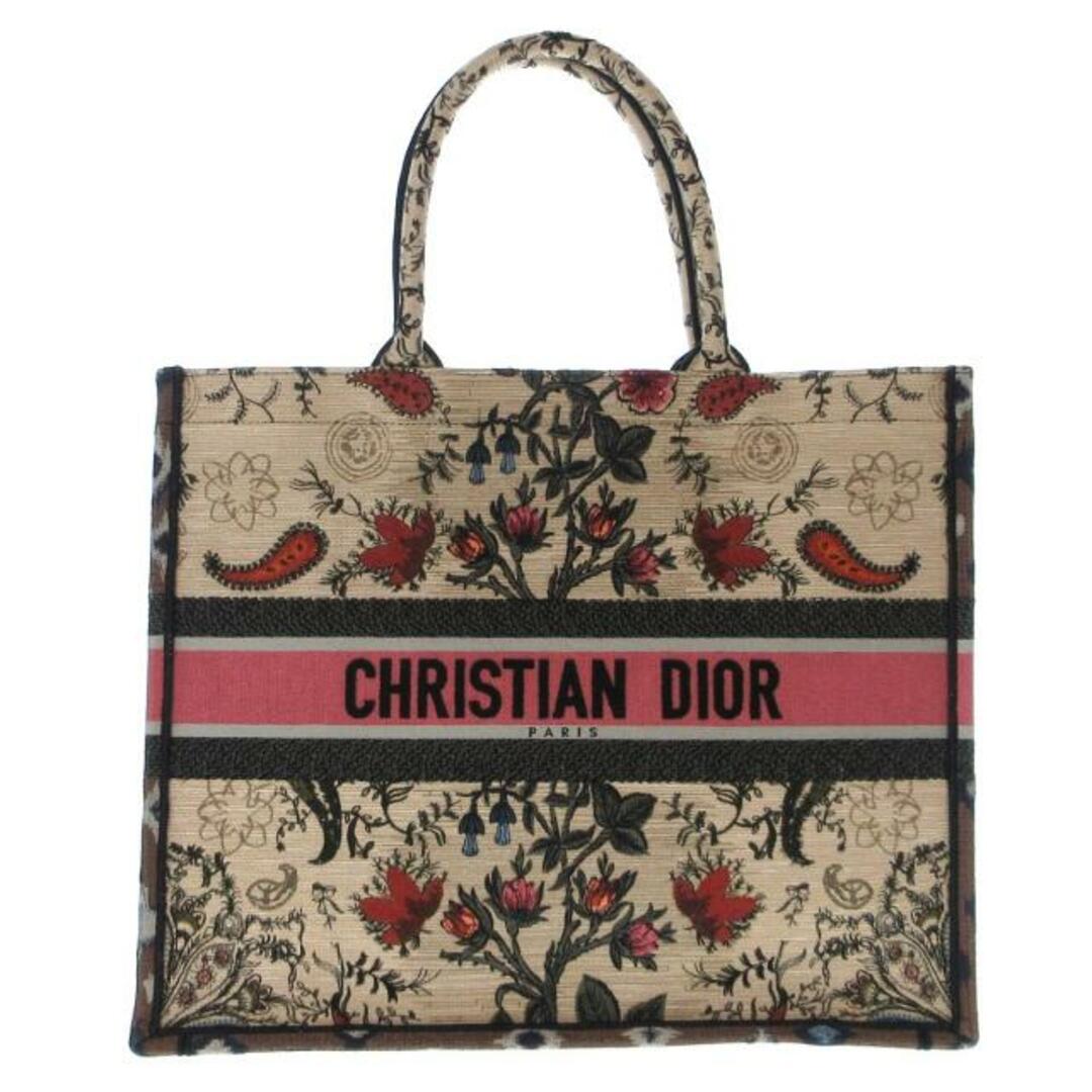 Christian Dior(クリスチャンディオール)のDIOR/ChristianDior(ディオール/クリスチャンディオール) トートバッグ美品  ブックトートラージバッグ M1286ZRFX ベージュ×ピンク×マルチ 花柄/ペイズリー柄/2021SS エンブロイダリーキャンバス レディースのバッグ(トートバッグ)の商品写真