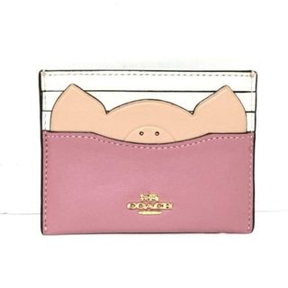 コーチ(COACH)のCOACH(コーチ) カードケース - ピンク×ベージュ×ライトピンク ブタ レザー(名刺入れ/定期入れ)