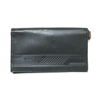 DIESEL(ディーゼル) 長財布 - 黒×ダークブラウン PVC(塩化ビニール)×レザー
