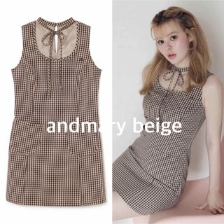 andmary Natalie check mini dress beige(ミニワンピース)