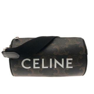 セリーヌ(celine)のCELINE(セリーヌ) ショルダーバッグ美品  シリンダーバッグ/トリオンフキャンバス 黒×ブラウン×白 PVC(塩化ビニール)×レザー(ショルダーバッグ)