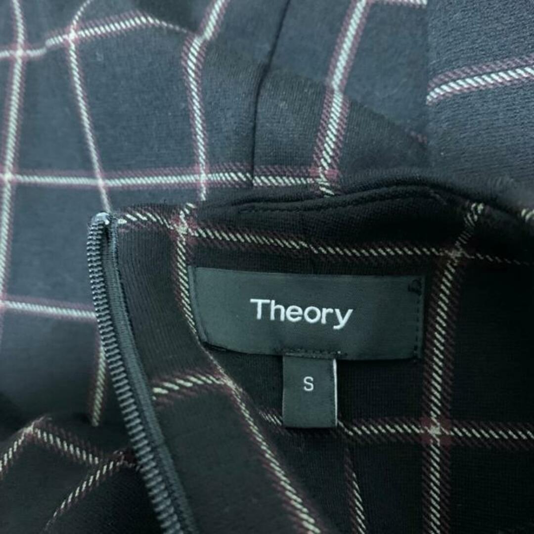 theory(セオリー)のtheory(セオリー) ワンピース サイズS レディース美品  - 黒×ライトグレー×ボルドー 半袖/ひざ丈/チェック柄 レディースのワンピース(その他)の商品写真