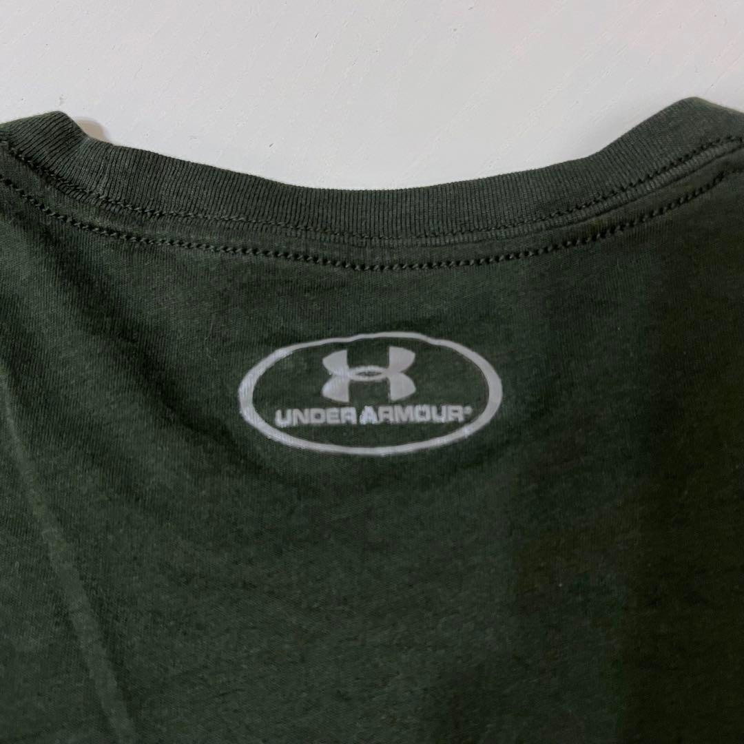 UNDER ARMOUR(アンダーアーマー)のUS 古着　Tシャツ アンダーアーマー  ビッグロゴ　L グリーン　緑 メンズのトップス(Tシャツ/カットソー(半袖/袖なし))の商品写真